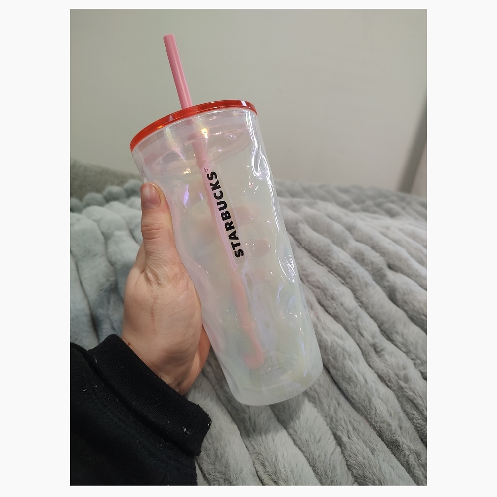 Starbucks 2022 Holiday Mottled Milky Luster Iridescent Glass 18oz Tumbler